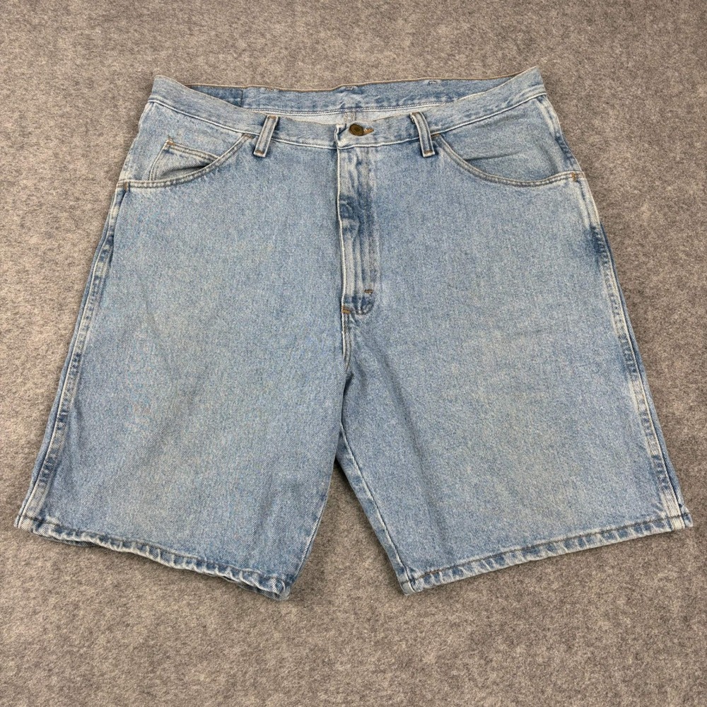 Vintage Wrangler Denim Shorts Mens 36 Light Wash Western Casual Summer Workwear